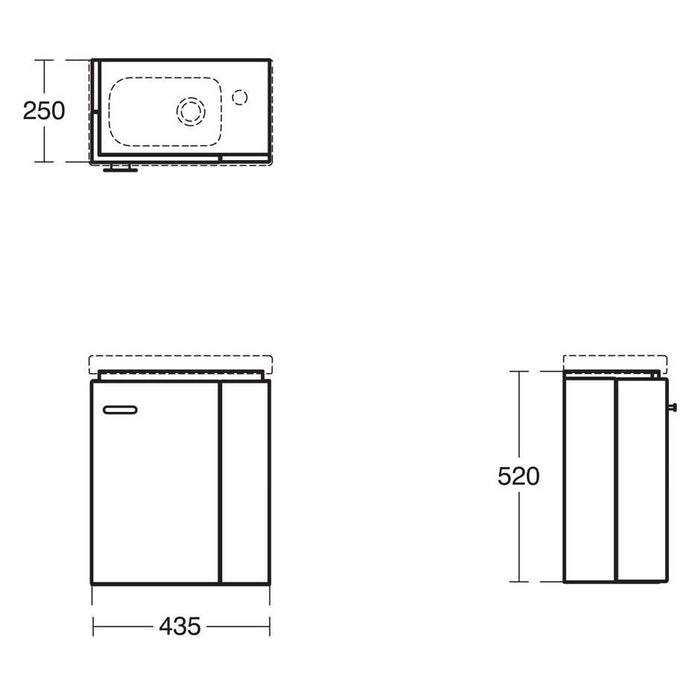 Ideal Standard Concept Space 450mm Cloakroom Vanity Unit - Wall Hung 1 Door Unit (RH) - Unbeatable Bathrooms