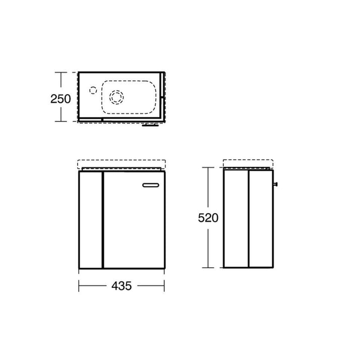 Ideal Standard Concept Space 450mm Cloakroom Vanity Unit - Wall Hung 1 Door Unit (LH) - Unbeatable Bathrooms