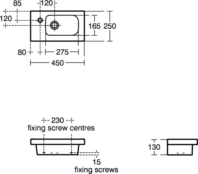 Ideal Standard Concept Space 45x25cm Guest furniture basin with , no overflow - one taphole - Unbeatable Bathrooms