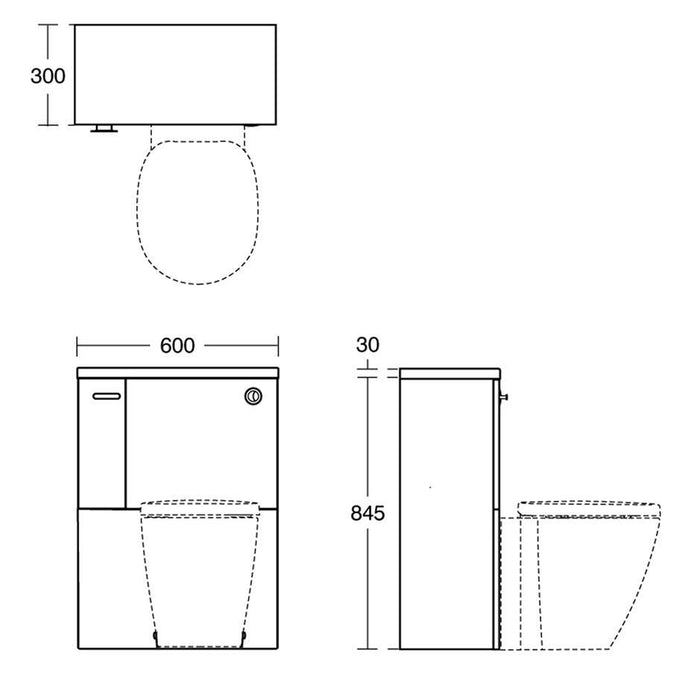 Ideal Standard Concept Space 600mm WC Toilet Unit with Adjustable Cistern for 6/4 or 4/2.6 Litre Flush - Unbeatable Bathrooms