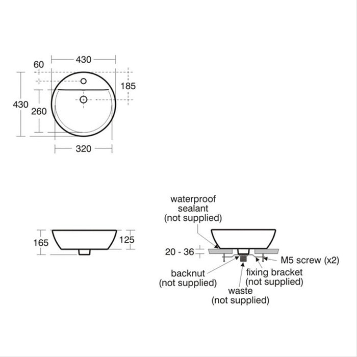 Ideal Standard Concept Sphere 43cm vessel basin - one taphole - Unbeatable Bathrooms