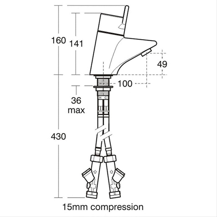 Armitage Shanks Contour 21 37cm Handrinse Washbasin, 1 Taphole, No Overflow, No Chainstay Hole, Bottom Outlet - Unbeatable Bathrooms