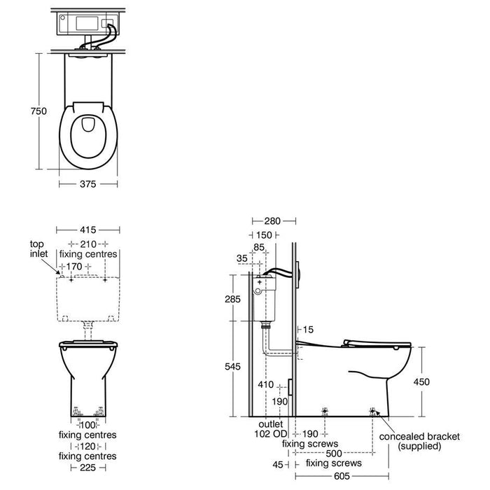 Armitage Shanks Contour 21+ 75cm Projection Rimless Back-To-Wall Toilet with Horizontal Outlet & Anti-Microbial Glaze - Unbeatable Bathrooms