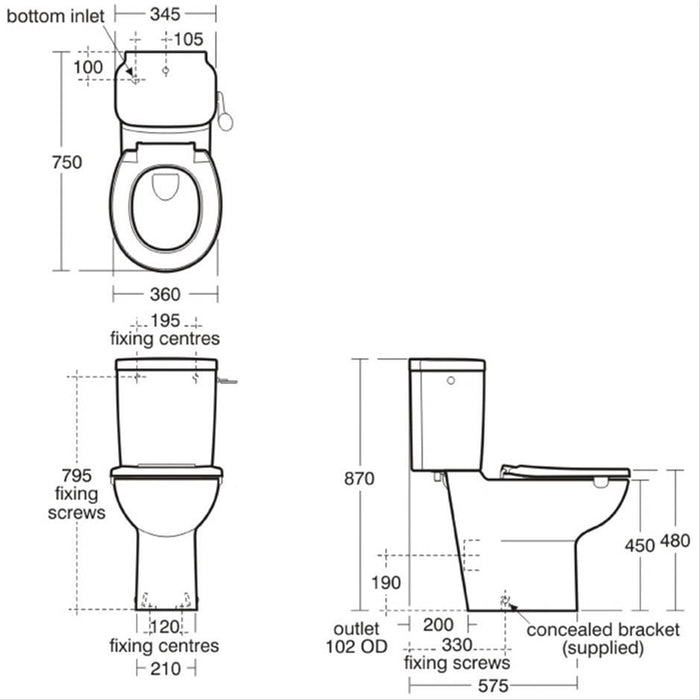 Armitage Shanks Contour 21 Raised Height Close Coupled Toilet with 75cm Projection & Floor Fixing Kit - Unbeatable Bathrooms