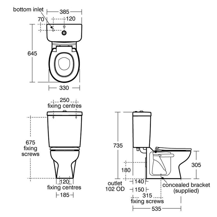 Armitage Shanks Contour 21 School Close Coupled Toilet - 305mm High - Unbeatable Bathrooms