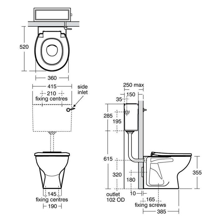 Armitage Shanks Contour 21 School Close Coupled Toilet - 355mm High - Unbeatable Bathrooms