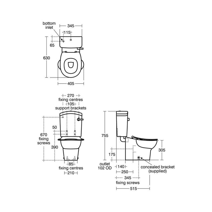 Armitage Shanks Contour 21 Splash Rimless School Close Coupled Toilet - 305mm High - Unbeatable Bathrooms