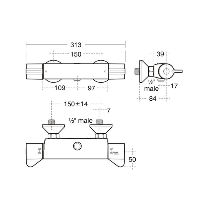 Armitage Shanks Contour 21 Thermostatic Exposed Shower Mixer - Unbeatable Bathrooms