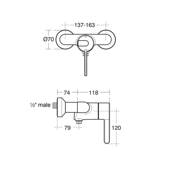 Armitage Shanks Contour 21 Thermostatic Exposed Shower Mixer, Lever Operated - Unbeatable Bathrooms