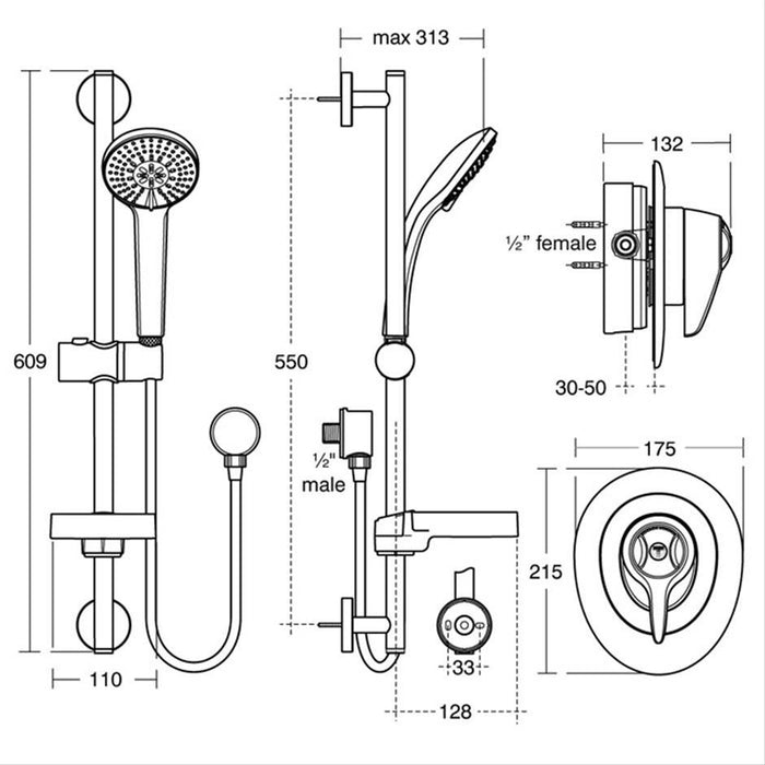 Ideal Standard CTV EL (extended lever) Built in shower valve and Idealrain M3 kit - Unbeatable Bathrooms