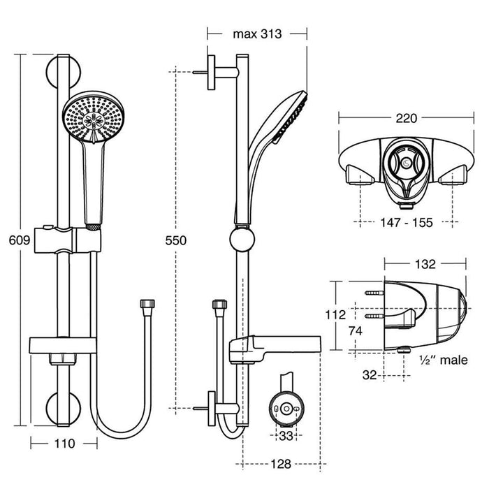 Ideal Standard CTV Exposed shower valve and Idealrain M3 kit - Unbeatable Bathrooms