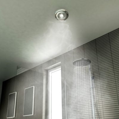 HiB Cyclone Warm White LED Illuminated Inline Ceiling Fan - White - Unbeatable Bathrooms