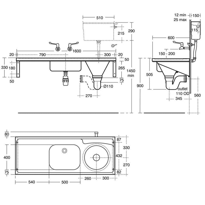 Armitage Shanks Dee Slop Hopper with Sink, Back Inlet - Unbeatable Bathrooms