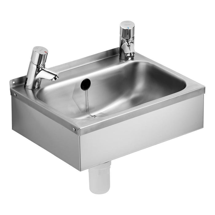 Armitage Shanks Denholm 2 Washbasin 46cm With 2 Corner Tapholes Complete with Combined Chainstay Overflow Waste - Unbeatable Bathrooms
