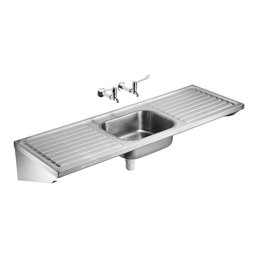 Armitage Shanks Doon Sink, Single Bowl Double Drainer 180cm X 60cm, No Tapholes, No Overflow - Unbeatable Bathrooms