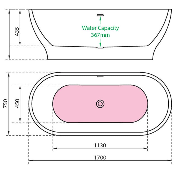 Charlotte Edwards Elara 1700 x 750mm Slim-Edged Freestanding Bath - Unbeatable Bathrooms