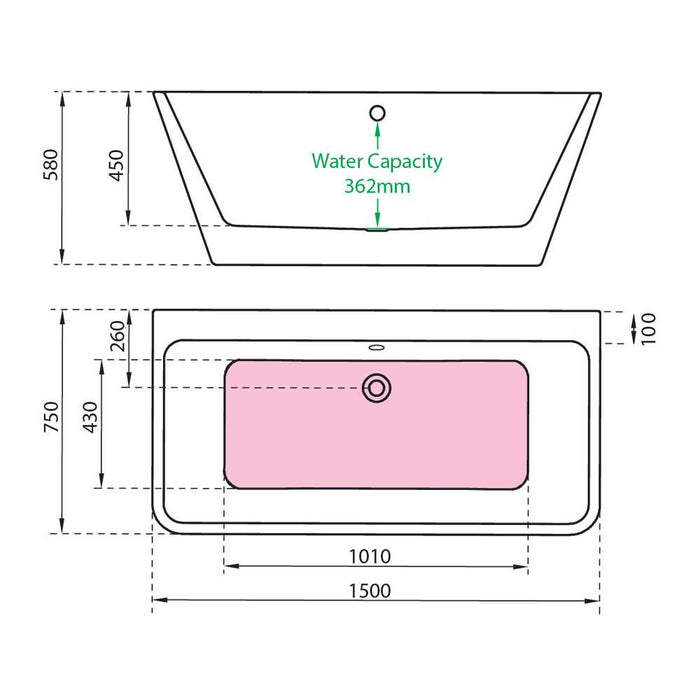 Charlotte Edwards Eris 1500 x 750mm Freestanding Bath - Unbeatable Bathrooms