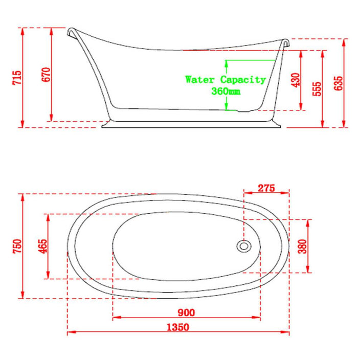Charlotte Edwards Ersa 1350 x 750mm Freestanding Roll Top Bath - Unbeatable Bathrooms