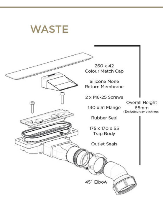 Just Trays EVOLVED Shower Waste - Mistral Grey - Unbeatable Bathrooms