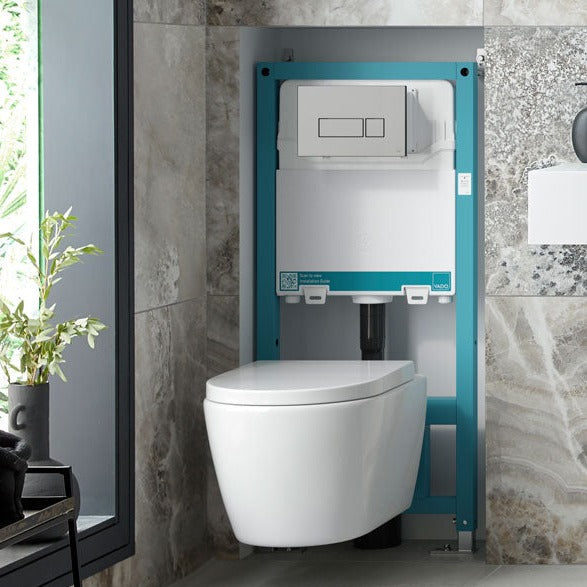 VADO Standard 1135 x 505mm WC Frame & Dual Flush Cistern with Adjustable Height - Unbeatable Bathrooms