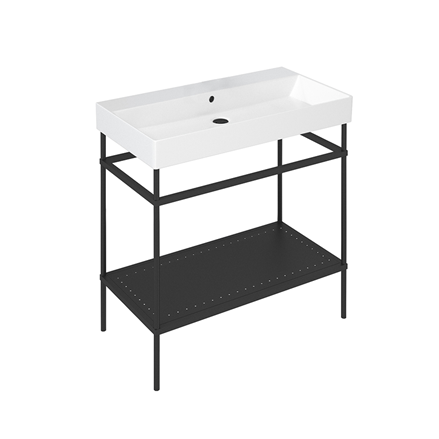 Britton Shoreditch 850mm Frame Furniture Stand & Basin - Matt Black - Unbeatable Bathrooms
