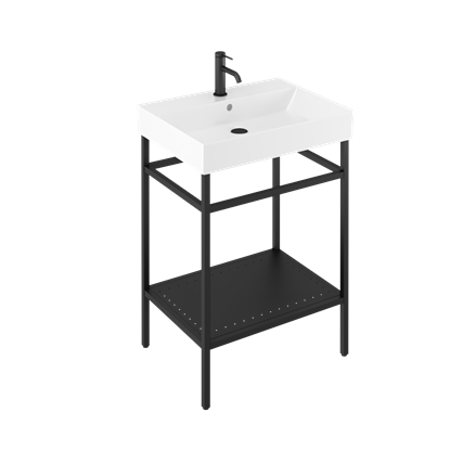 Britton Shoreditch 600mm Frame Furniture Stand & Basin - Matt Black - Unbeatable Bathrooms