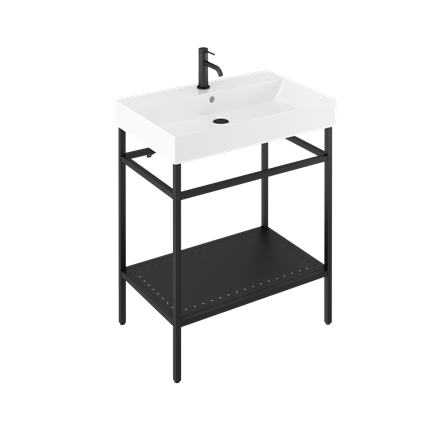 Britton Shoreditch 700mm Frame Furniture Stand & Basin - Matt Black - Unbeatable Bathrooms