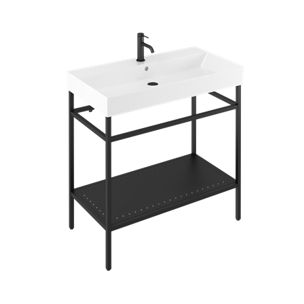 Britton Shoreditch 850mm Frame Furniture Stand & Basin - Matt Black - Unbeatable Bathrooms