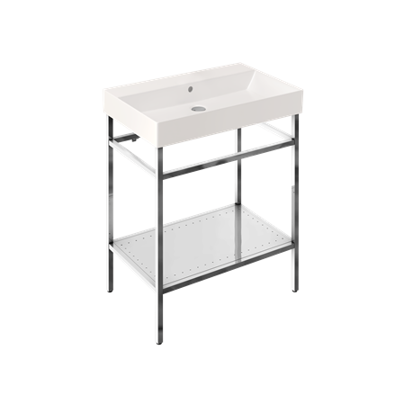 Britton Shoreditch 700mm Frame Furniture Stand & Basin - Polished Stainless Steel - Unbeatable Bathrooms