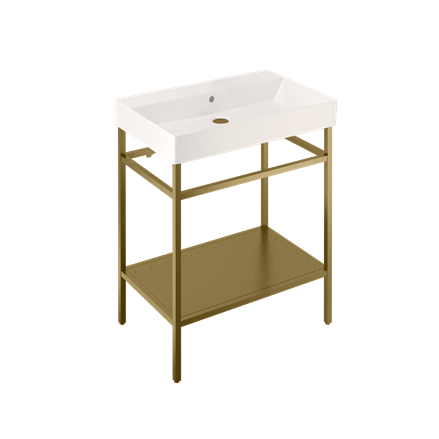 Britton Shoreditch 700mm Frame Furniture Stand & Basin - Brushed Brass - Unbeatable Bathrooms