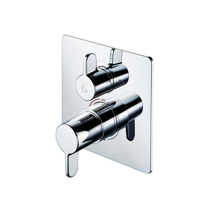 Ideal Standard Freedom BI thermostatic shower mixer with diverter, square faceplate and metal lever handles - Unbeatable Bathrooms