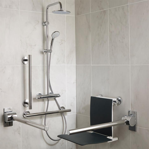 Ideal Standard Freedom shower pack including a Ceratherm 100 Dual head thermostatic shower, grab rails and shower seat - Unbeatable Bathrooms