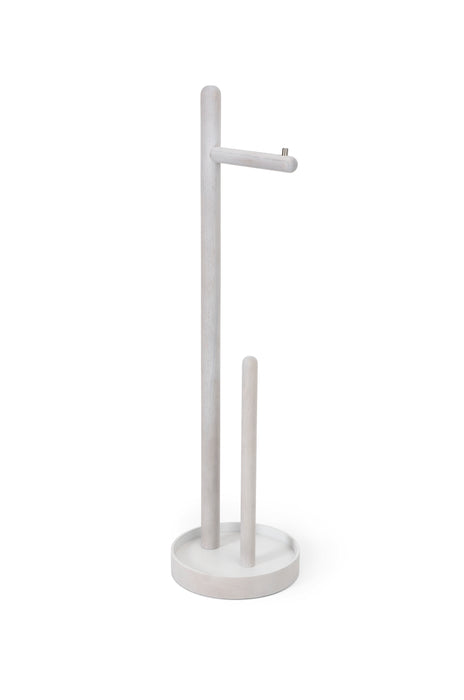 Yoku Round Freestanding Toilet Roll Holder - Oyster White - Unbeatable Bathrooms