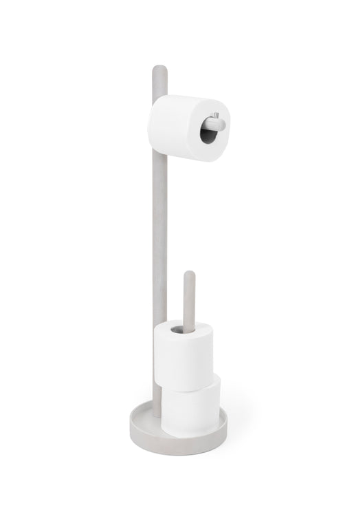 Yoku Round Freestanding Toilet Roll Holder - Oyster White - Unbeatable Bathrooms