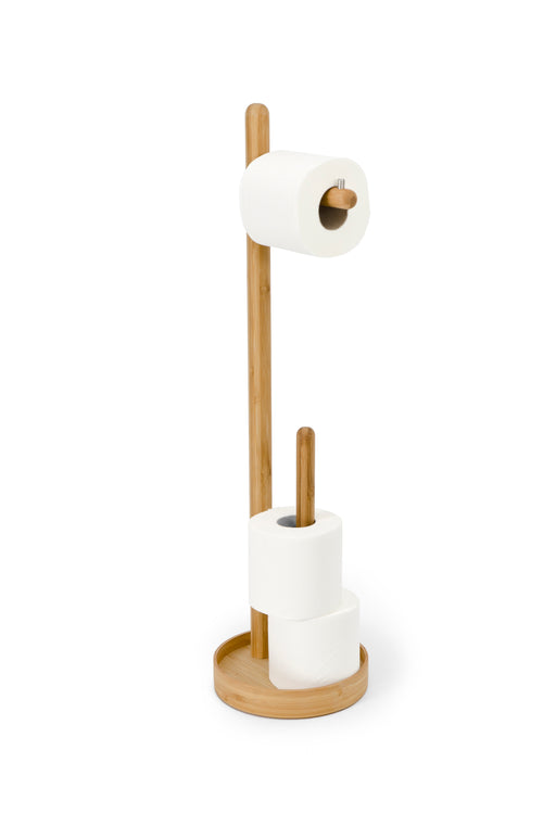 Yoku Round Freestanding Toilet Roll Holder - Bamboo - Unbeatable Bathrooms