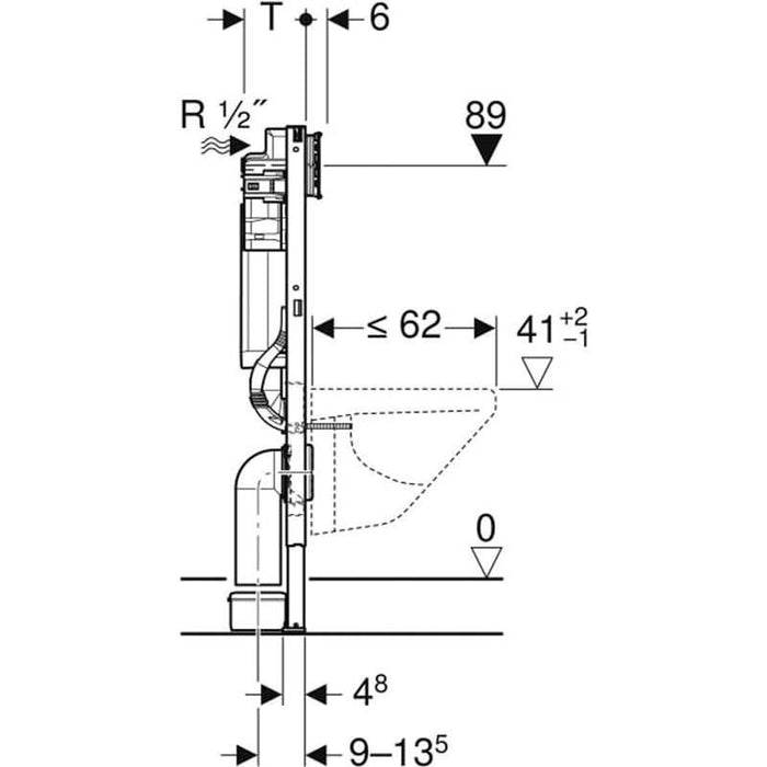 Geberit Duofix Element for Wall-Hung WC, 98 cm, with Geberit Sigma Concealed Cistern 12 cm, Wall Anchor and Connection Bend - Unbeatable Bathrooms