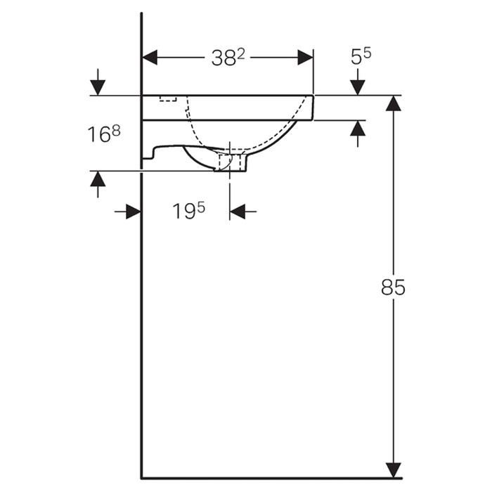 Geberit Acanto 450mm 1TH Handrinse Basin - Unbeatable Bathrooms