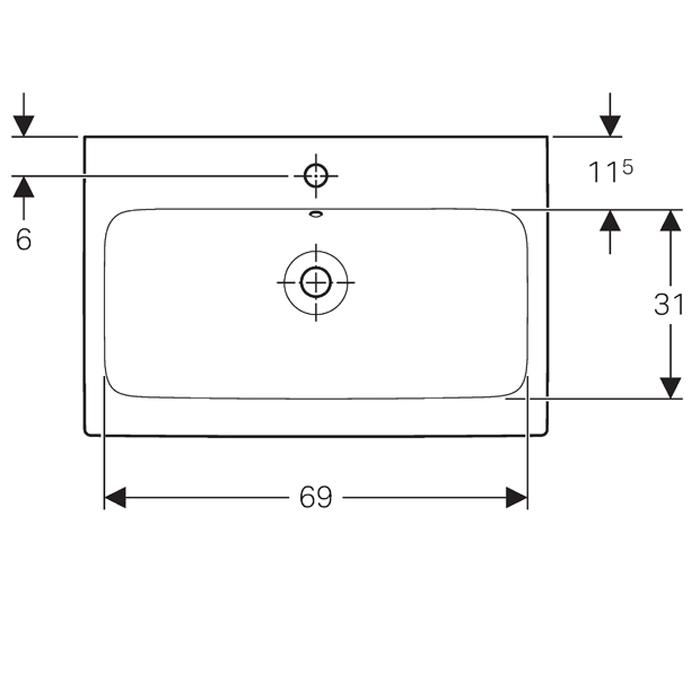 Geberit Icon Wall Hung Basin - 0 1 & 2TH (Various Sizes) - Unbeatable Bathrooms