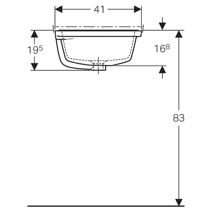 Geberit Smyle 52/56cm 0TH Square Under Countertop basin - Unbeatable Bathrooms