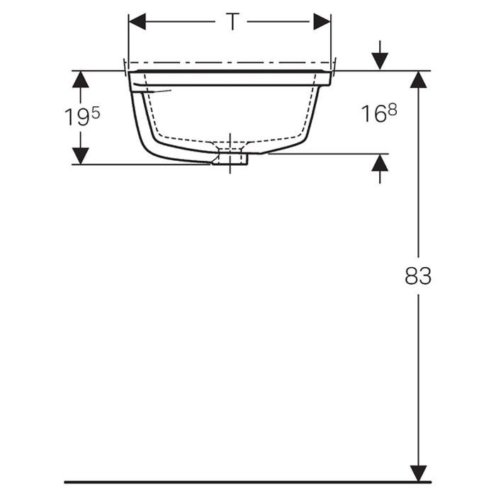Geberit Smyle 52/56cm 0TH Square Under Countertop basin - Unbeatable Bathrooms