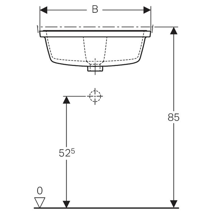 Geberit Smyle 52/56cm 0TH Square Under Countertop basin - Unbeatable Bathrooms