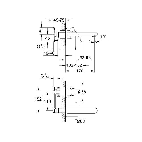 Grohe 1/2 Inch Single Lever Mixer with Concealed Body Wall Installation - Unbeatable Bathrooms