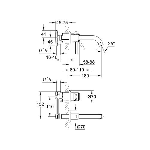 Grohe 1/2 Inch Single Lever Mixer with Concealed Body Wall Installation - Unbeatable Bathrooms