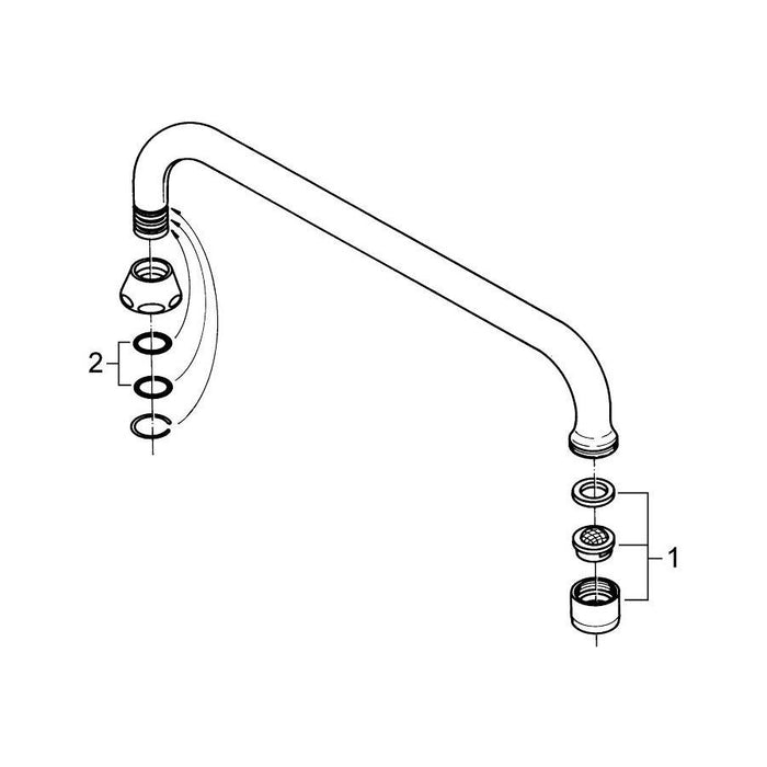Grohe 1/2 Inch Swivel Tube Spout - Unbeatable Bathrooms