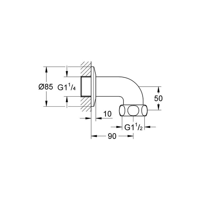 Grohe Wall Union, Male 1 1/4" 12436000 - Unbeatable Bathrooms