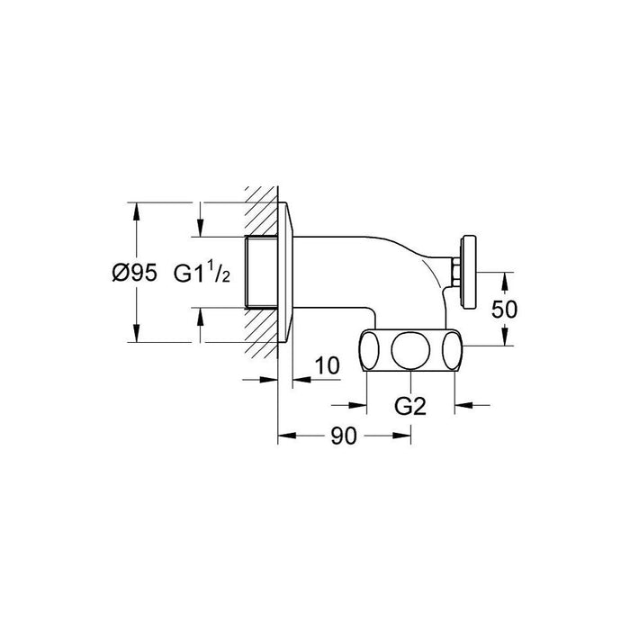Grohe Wall Union, Male 1 1/2" - Unbeatable Bathrooms