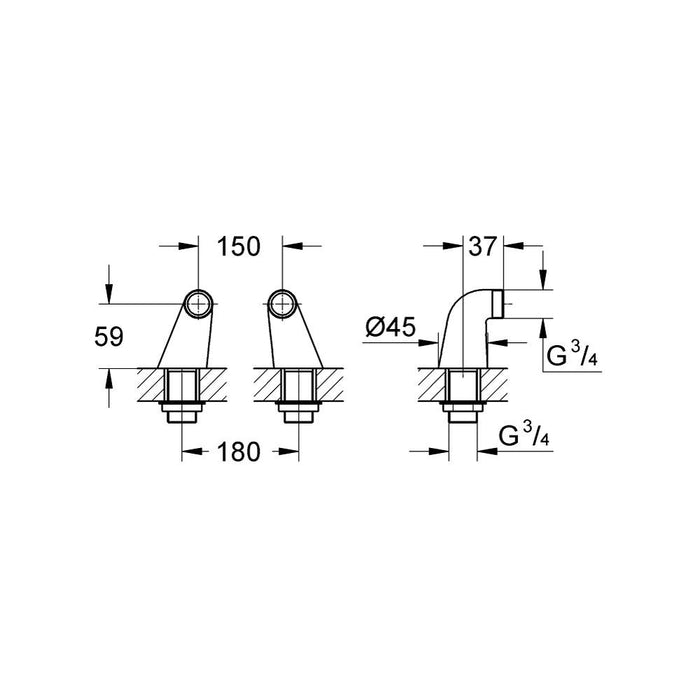 Grohe Pillar Union, pair 18121000 - Unbeatable Bathrooms