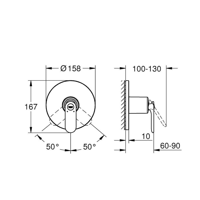 Grohe Veris Single-Lever Shower Mixer Trim - Unbeatable Bathrooms