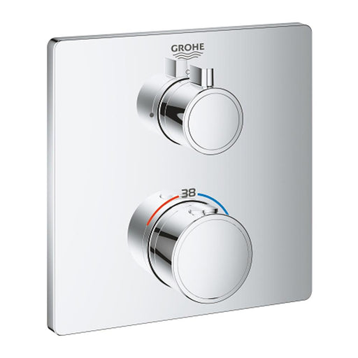 Grohtherm Thermostatic mixer Square for 1 outlet with shut off valve - Unbeatable Bathrooms