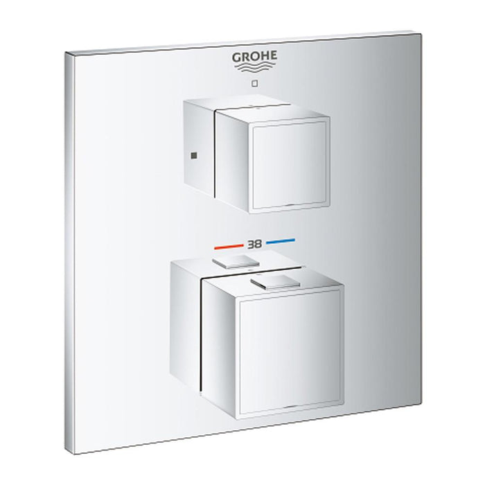 Grohtherm Cube Thermostatic Mixer for 1 Outlet with Shut Off Valve - Unbeatable Bathrooms
